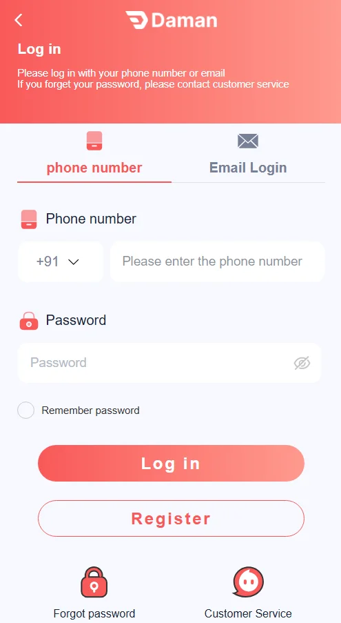 Daman game login page