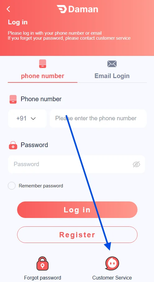 click customer service button