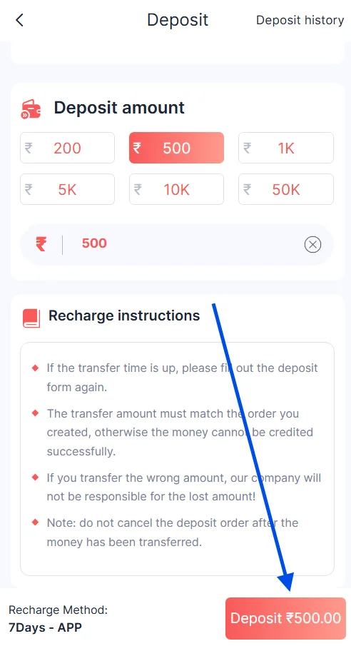 click deposit button