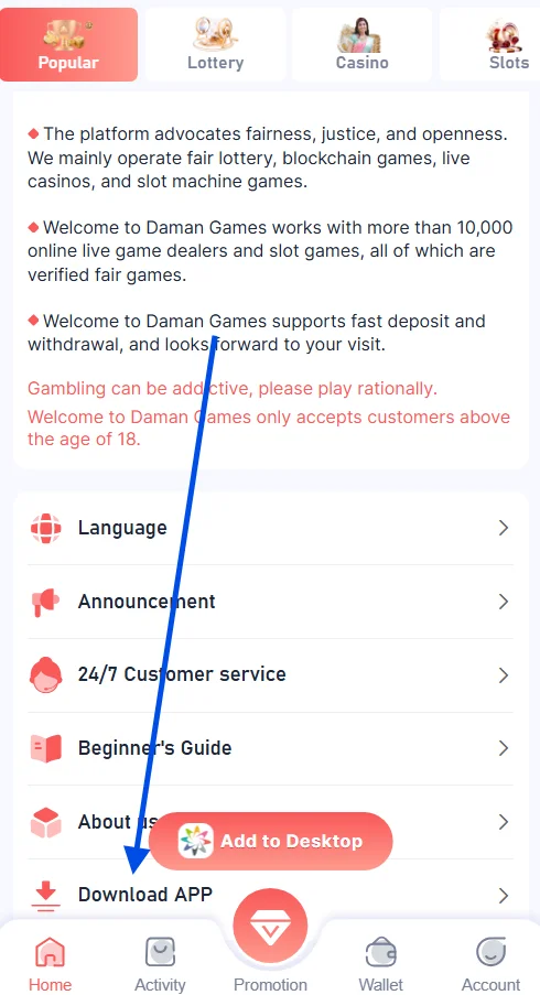 click download app button