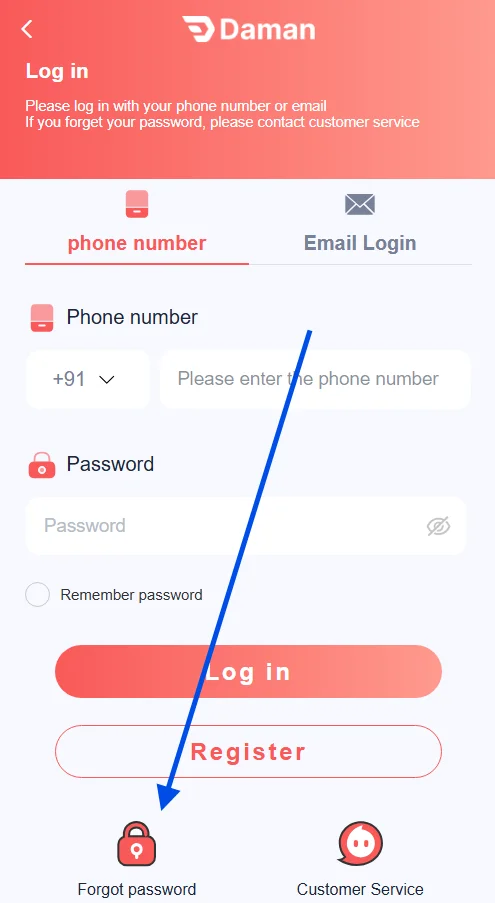 click forgot password button