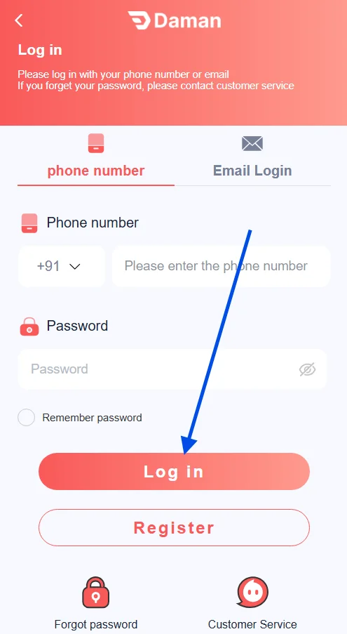 click login button