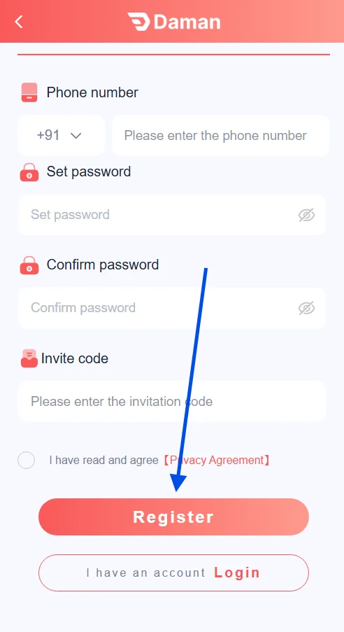 click the register button