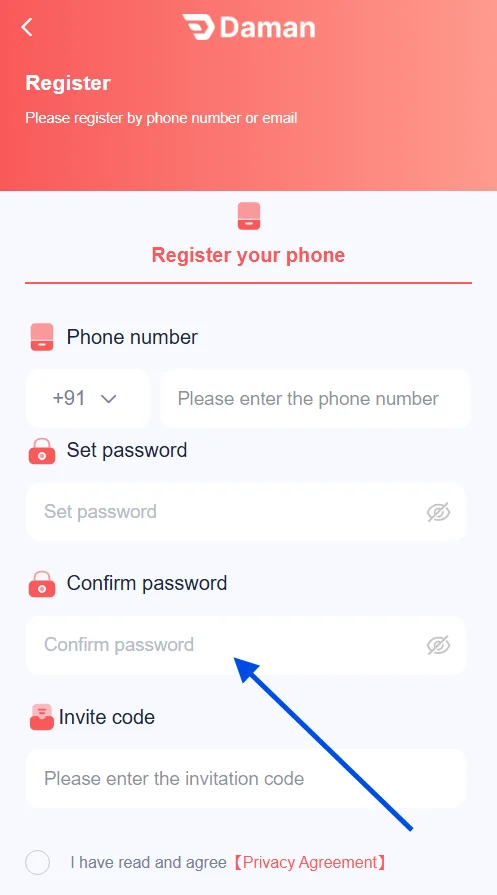 confirm the password