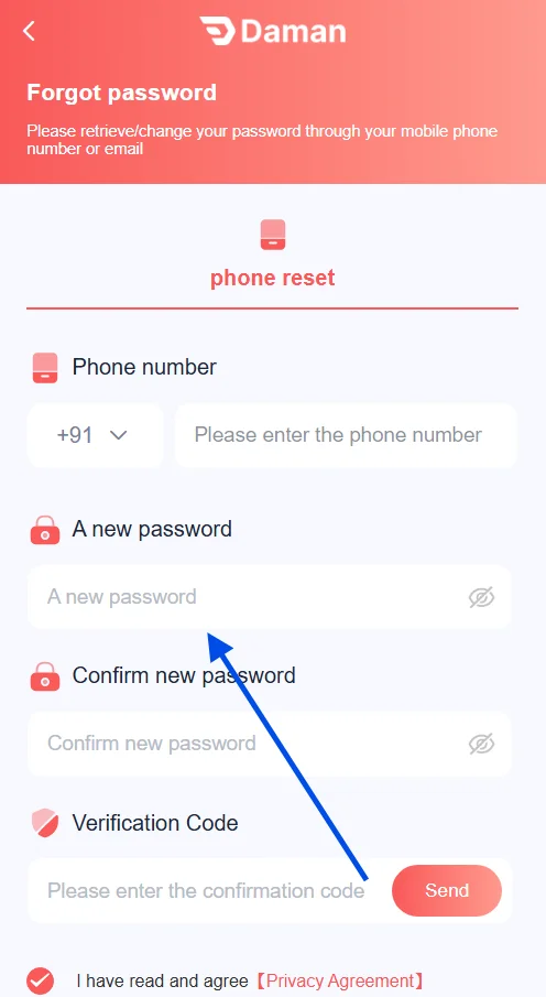 create a new password