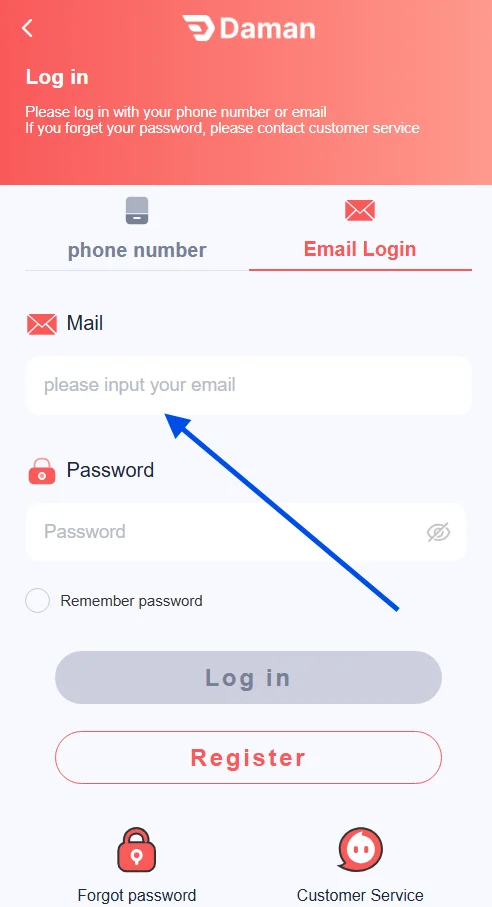 enter registered email