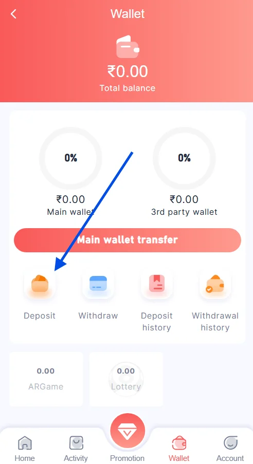 go to deposit page