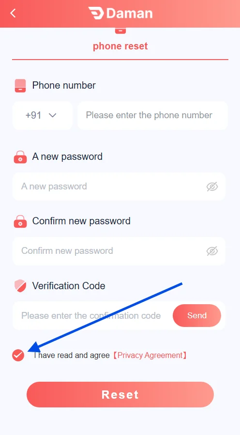 tick to agree to privacy agreement